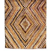 Vintage Hand-Knotted Turkish Tulu Runner Rug with Geometric Diamond Design in Earthy Colors, 100% Wool