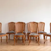 8 Louis XV style chairs in wood and caning