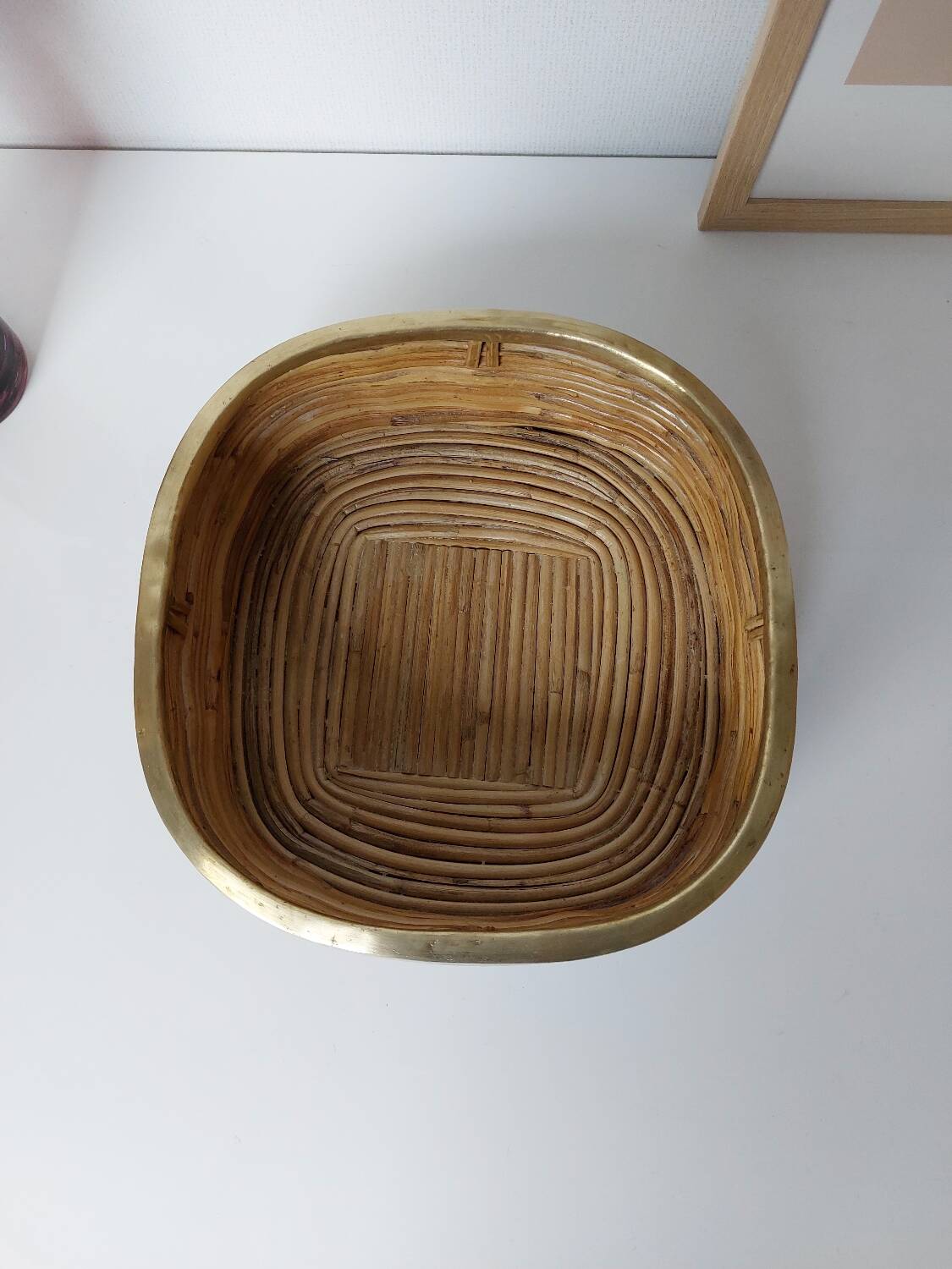 Rattan and brass basket 1970