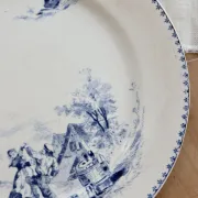 Antique flat plate Creil and Montereau Téniers service - Ironstone