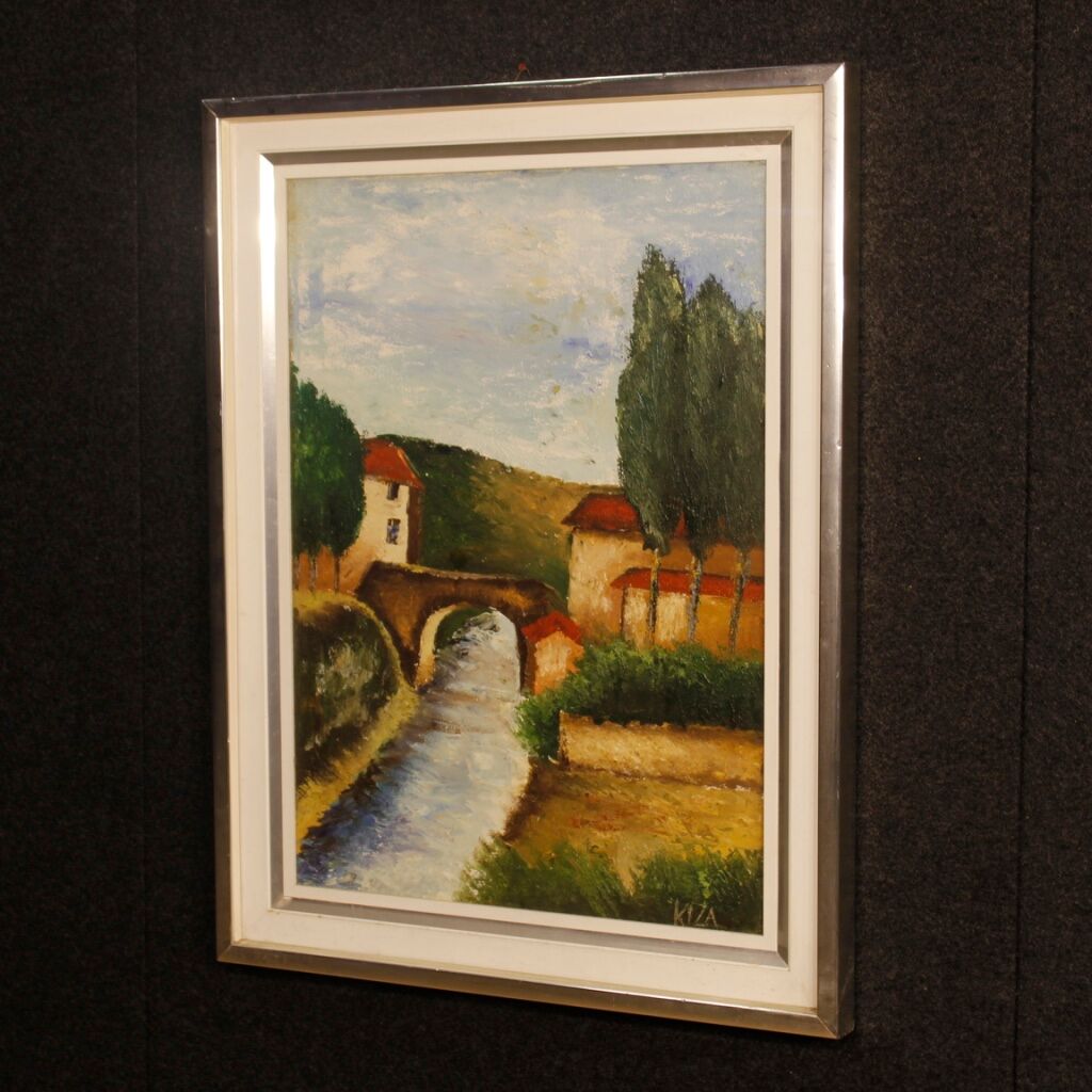 Italian signed landscape painting from 20th century