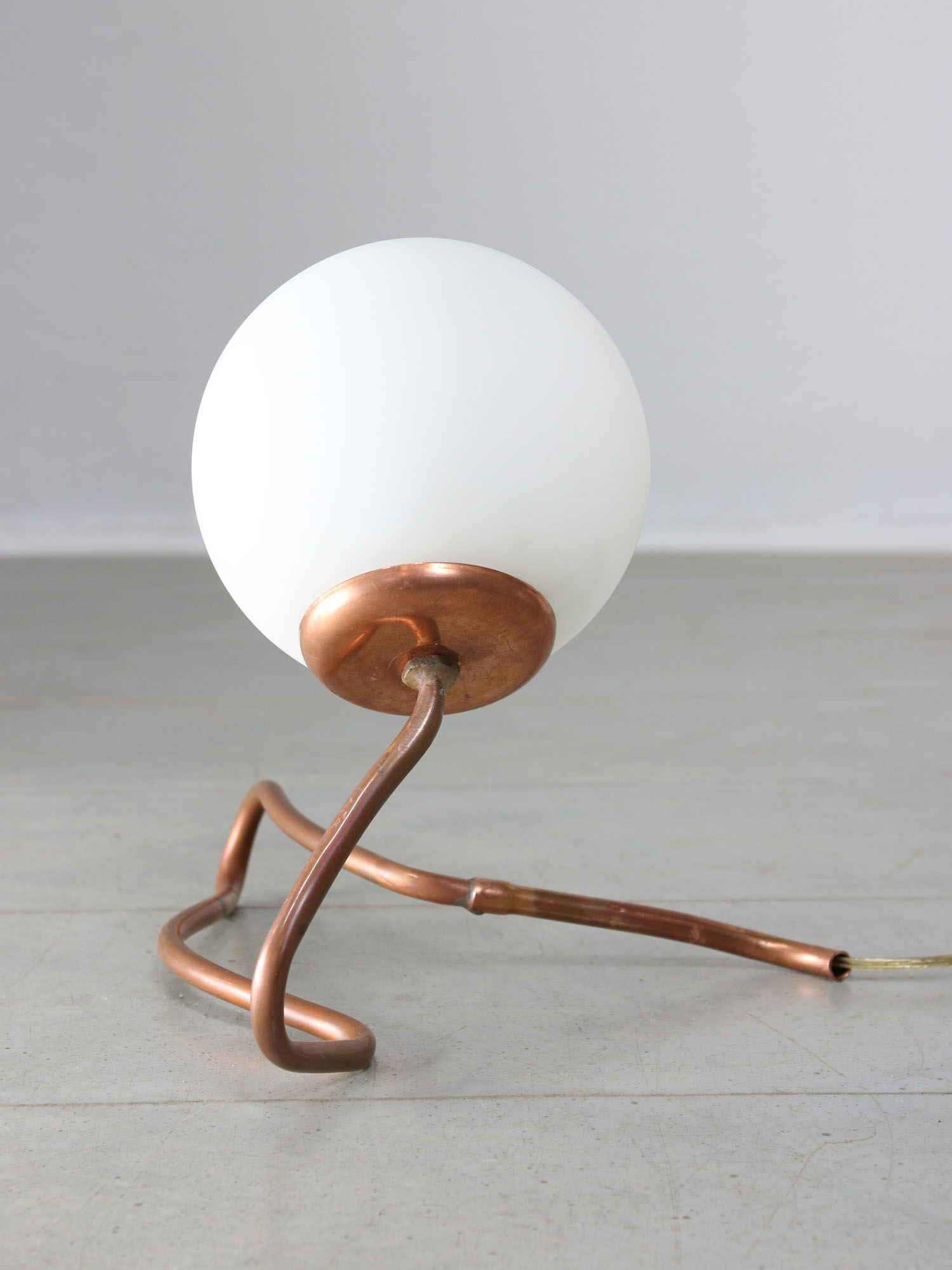 Vintage organic copper and opaline table lamp