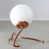 Vintage organic copper and opaline table lamp