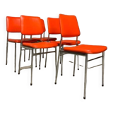 Lot 5 Vintage Skaï Red and Chrome Chairs