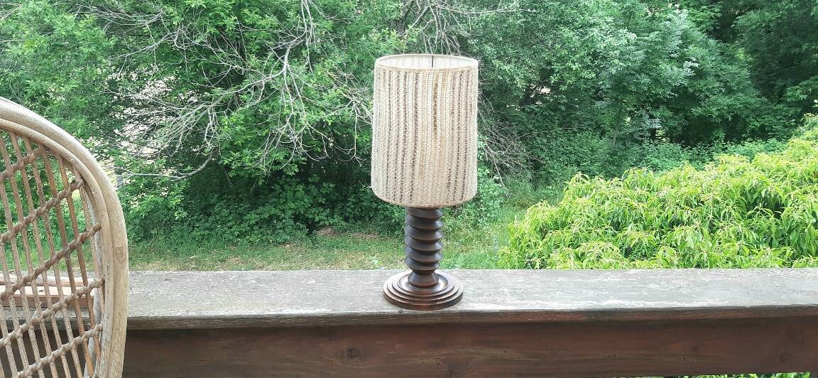 Art Deco turned wood lamp