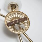 Pair of brass and glass wall lights 1960