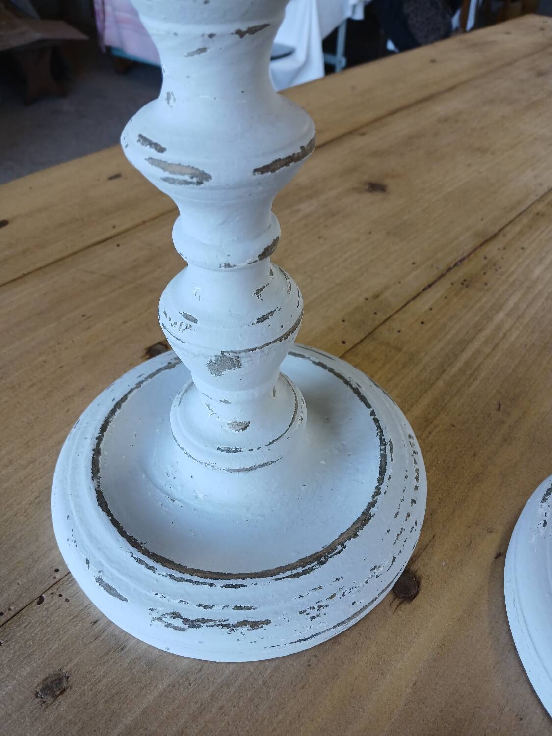 Pair of antique wooden candlesticks/candlesticks