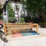 Rattan coffee table and glass