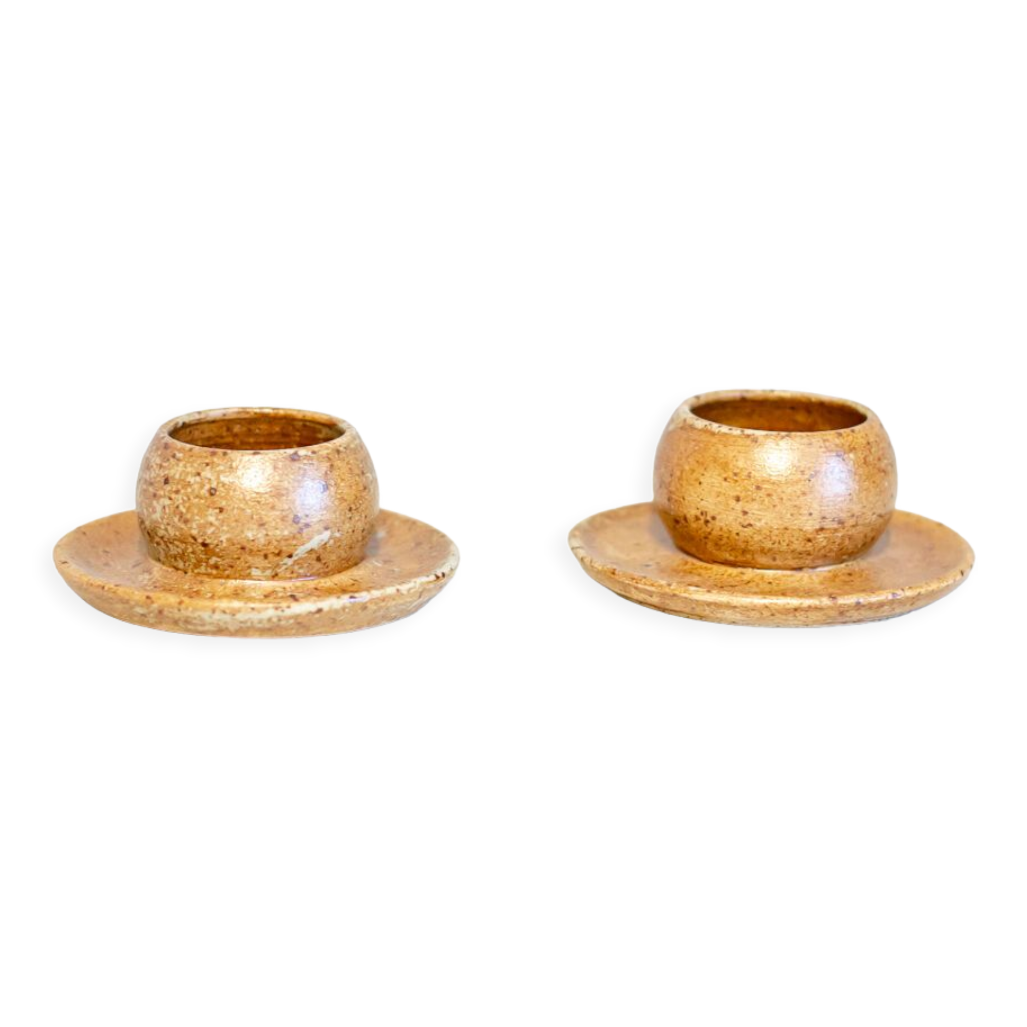 2 stoneware shells, unidentified signature