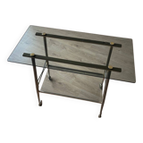 Vintage 1970 trolley in smoked glass and matte brass