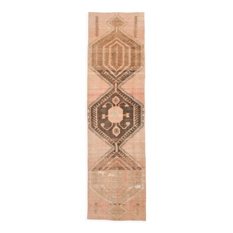 Brown beige vintage runner rug 322x91cm