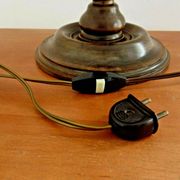 French tall wooden carved open weave barley twist table lamp base