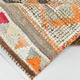 3x12 Vintage Red Orange Turkish Runner Rug, Handmade Wool Carpet, 86x352Cm