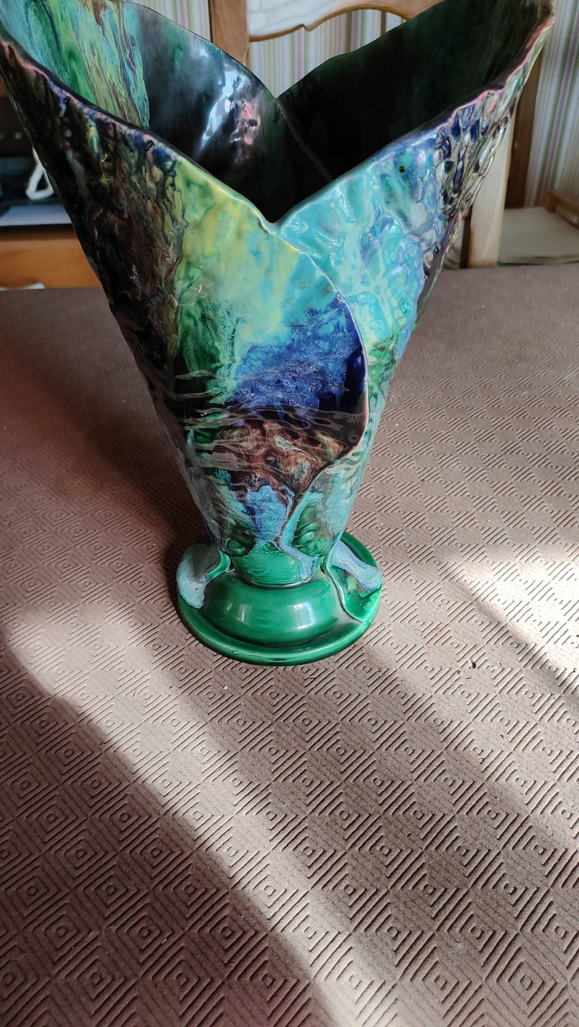 Vase corolle vintage en céramique flammée — Balma, Le Brusc (Années 50-60)