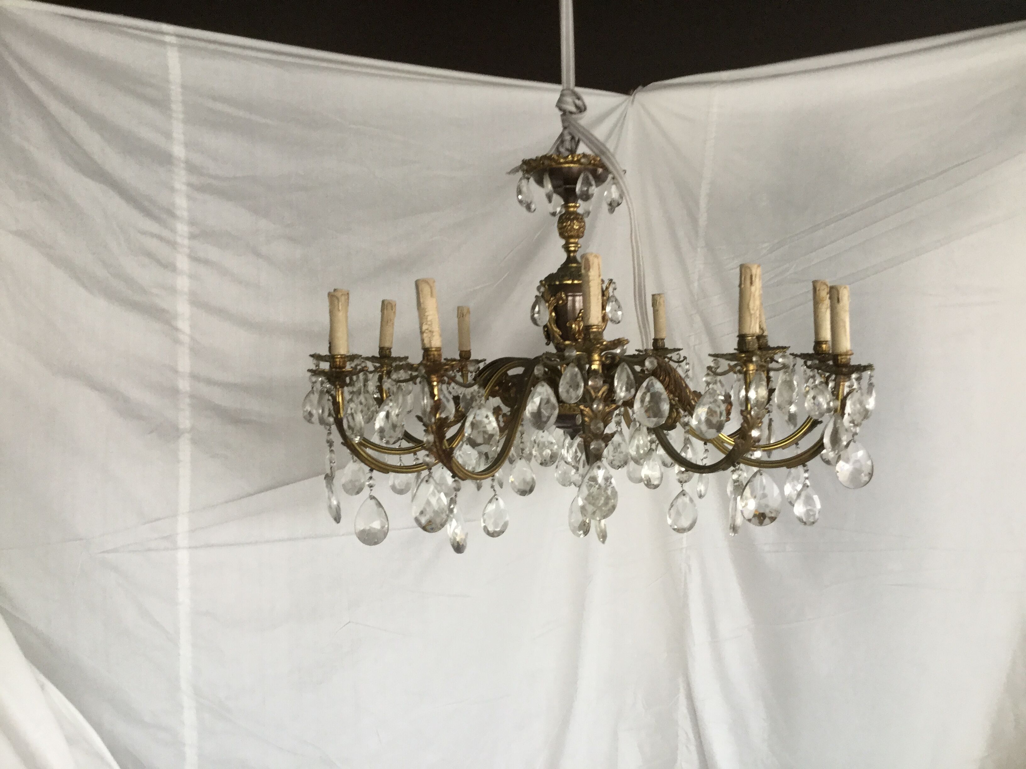 Bronze and crystal chandelier