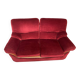 Old Art Deco Sofa in Bordeaux Red Velvet & Wood Decor