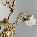 Louis XV style chandelier in bronze and glass, 19th century
