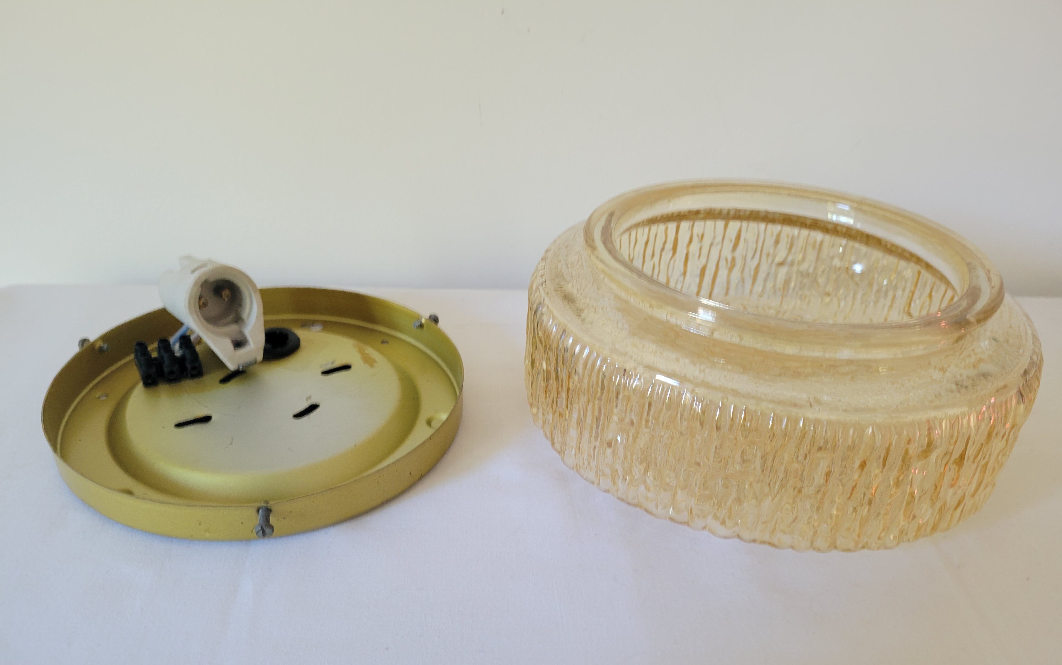 Amber molded glass ceiling lamp