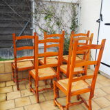 6 mulched chairs, sheep's bone, solid wood