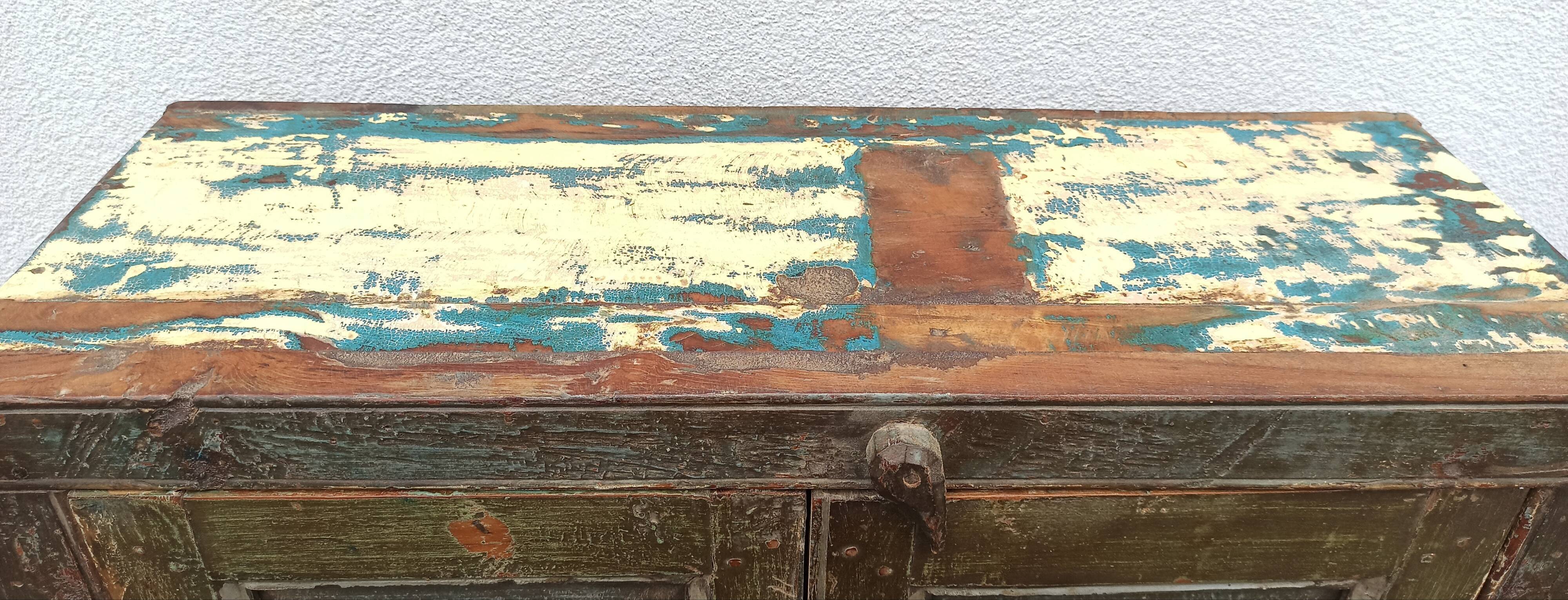 Old green wood cabinet