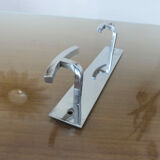 Coat rack in chrome brass 2 hooks 70s
