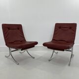 Set of Vintage Lounge Chairs in Chrome and Vinyl, 1970s