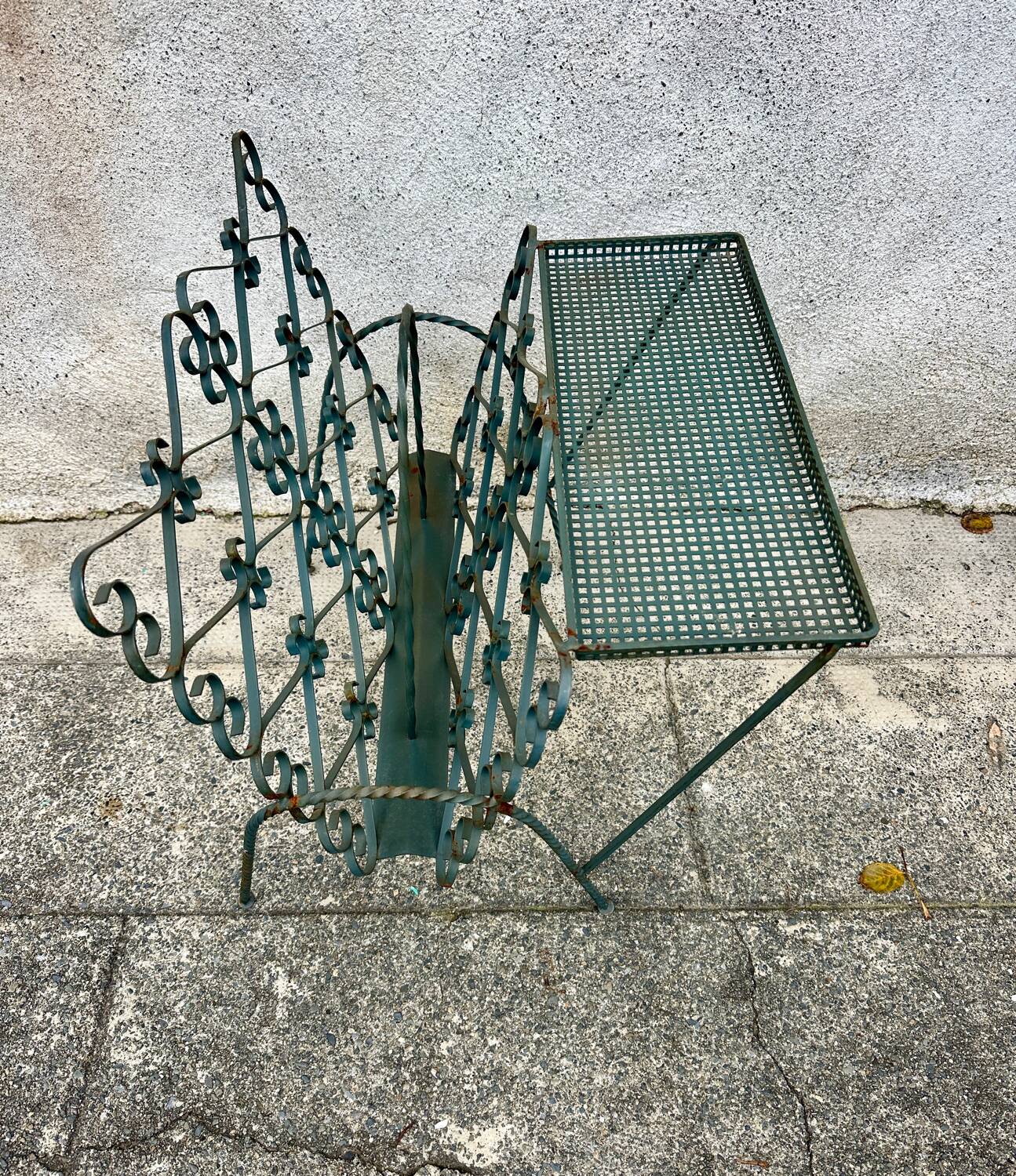 Vintage wrought iron magazine rack, Matego.