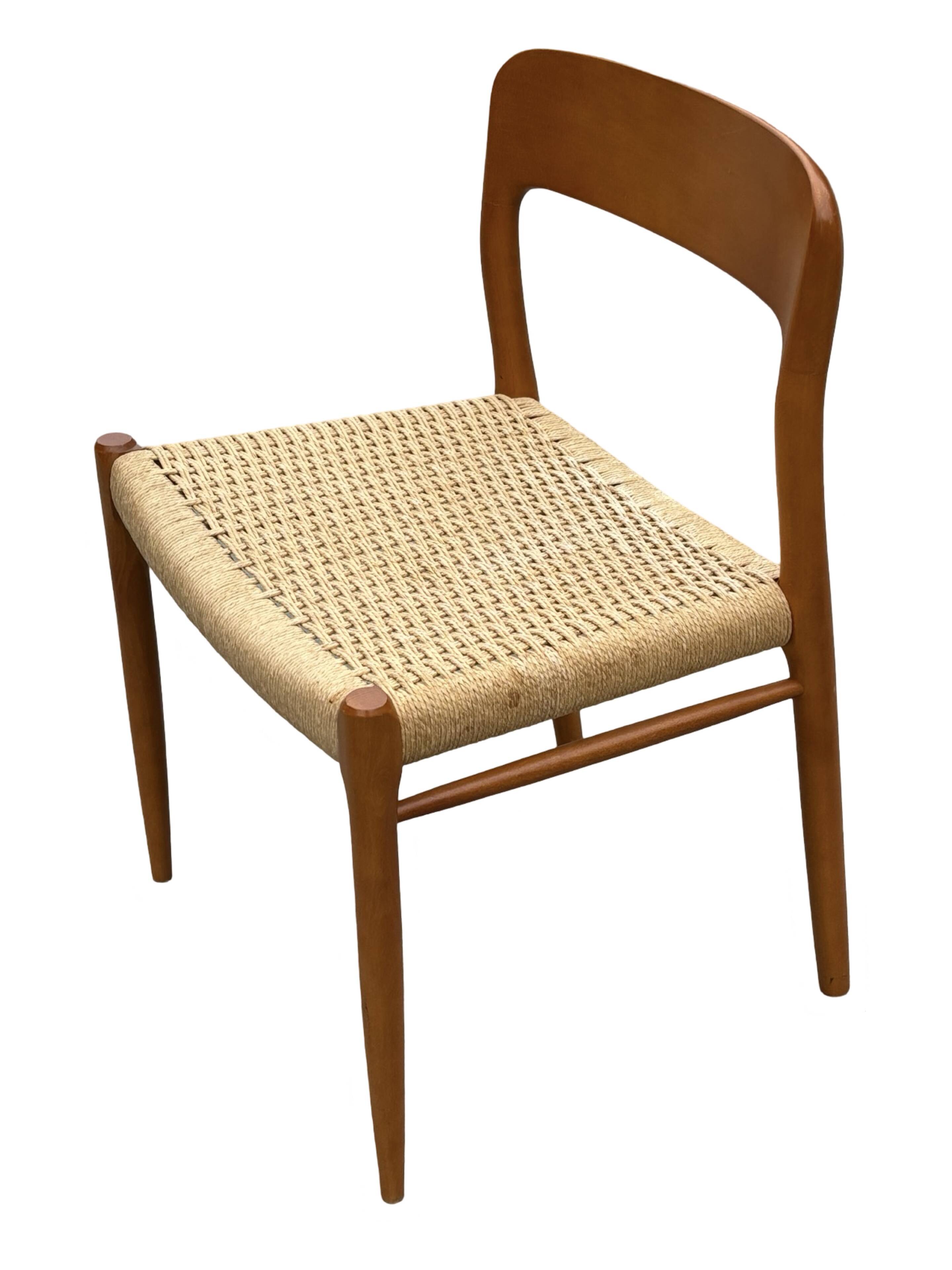 Set of 4 JL Moller model 75 chair by Niels Otto Moller Danish Design