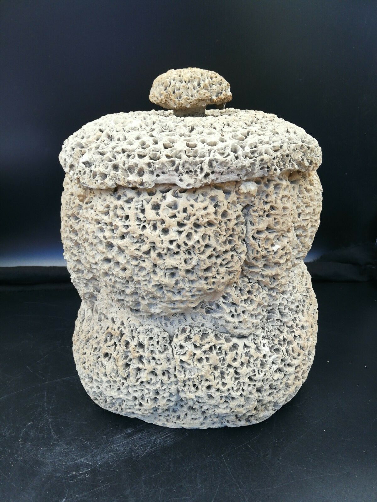 Pot of sandstone and calcified limestone in a cave.