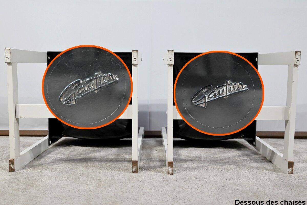 Pair of Lacquered Wooden chairs, signed P.Gautier -1960