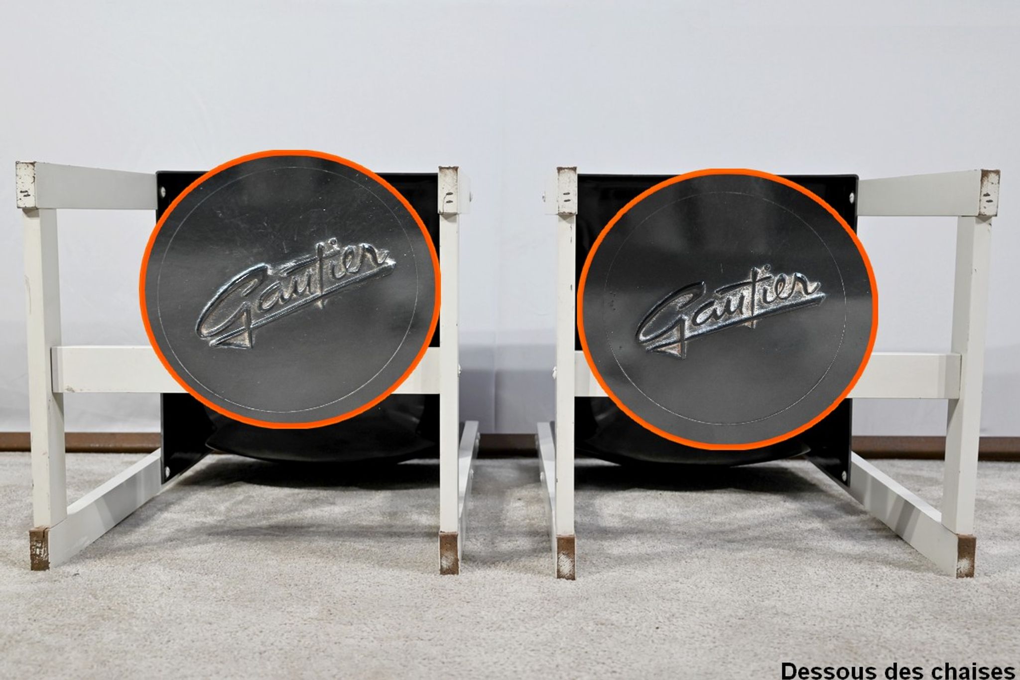 Pair of Lacquered Wooden chairs, signed P.Gautier -1960