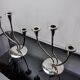 Paire de bougeoirs art déco en inox 3 flammes, espagne, 1970