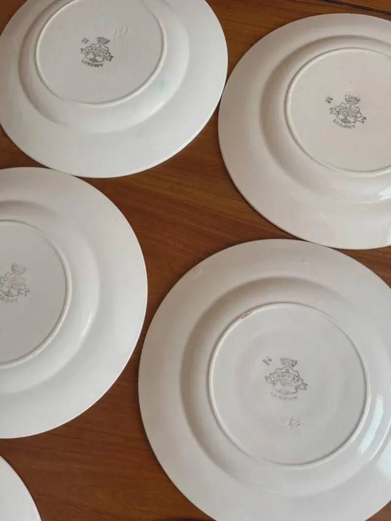 Set of 6 flat plates Longwy model Loridan – Antique earthenware from the late 19th to early 20th century.