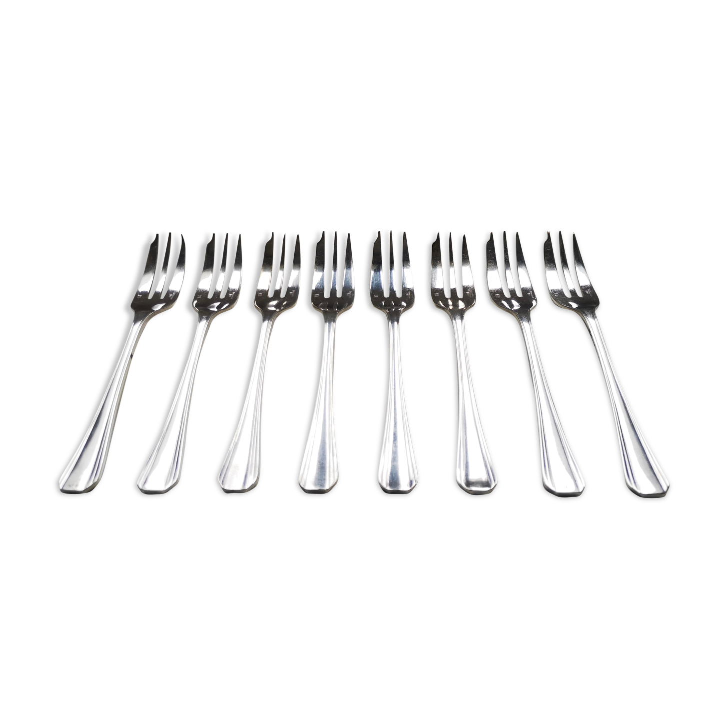 Old Christofle Model Boreal Art Deco by Luc Lanel 8 forks with desserts