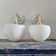 Set of two electrified white opaline wall lamps to nine
