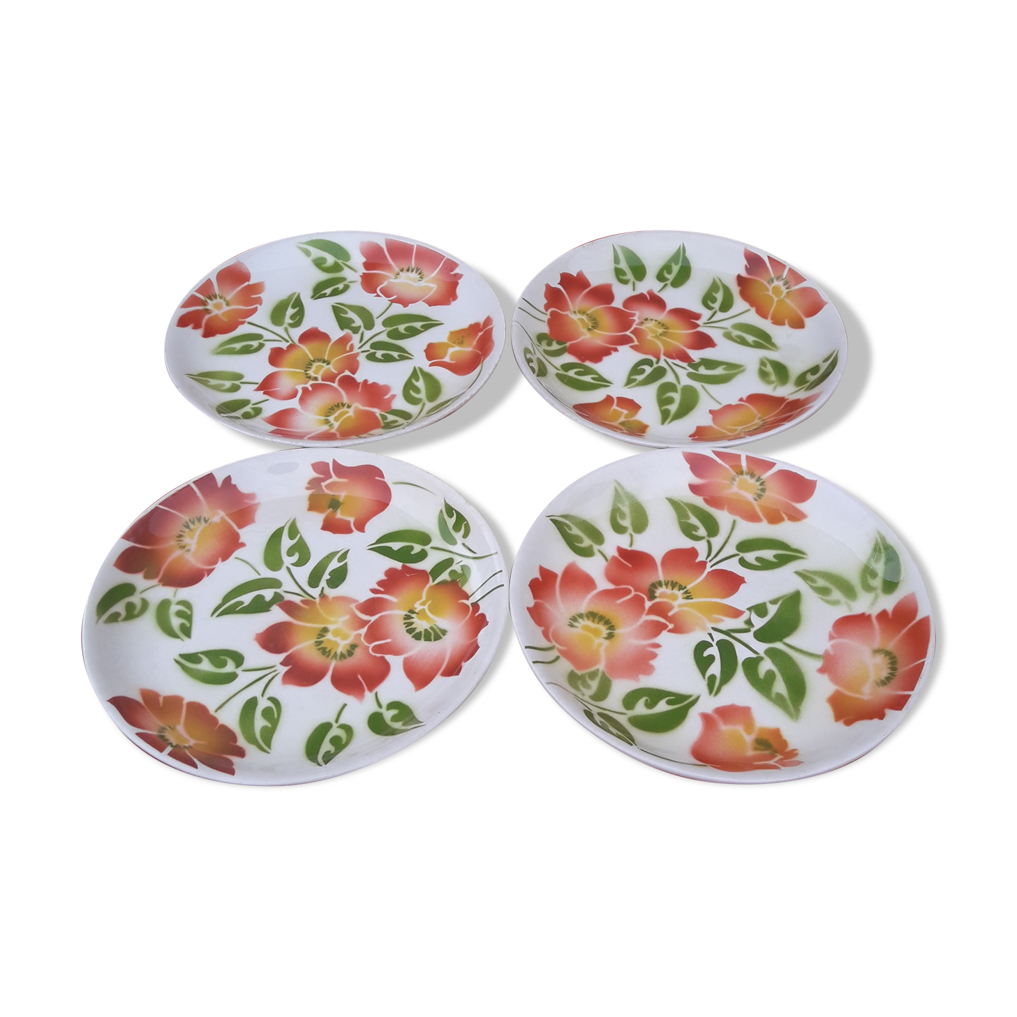 4 flat earthenware plates moulin des loups orchies model ontario diam 24 cm