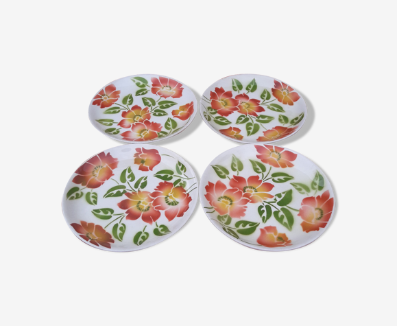 4 assiettes plates en faïence moulin des loups orchies modèle ontario diam 24 cm