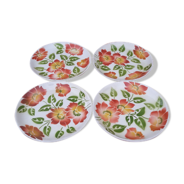 4 flat earthenware plates moulin des loups orchies model ontario diam 24 cm