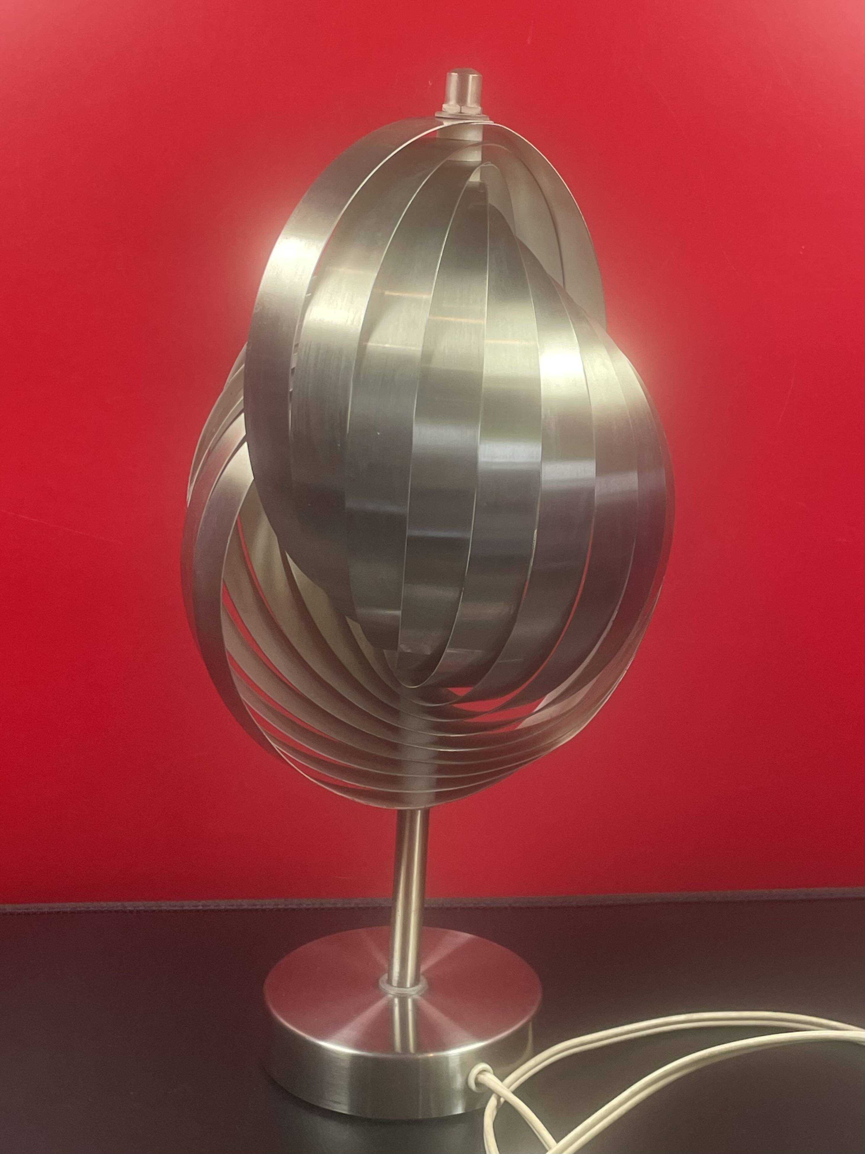 Henri Mathieu 70's Kinetic Design Lamp Brushed Aluminum - 36 cm