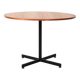 Round Scandinavian teak table with metal base