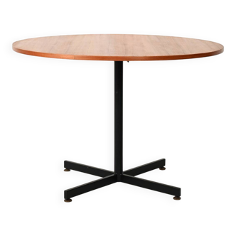 Table ronde scandinave en teck avec piètement en métal