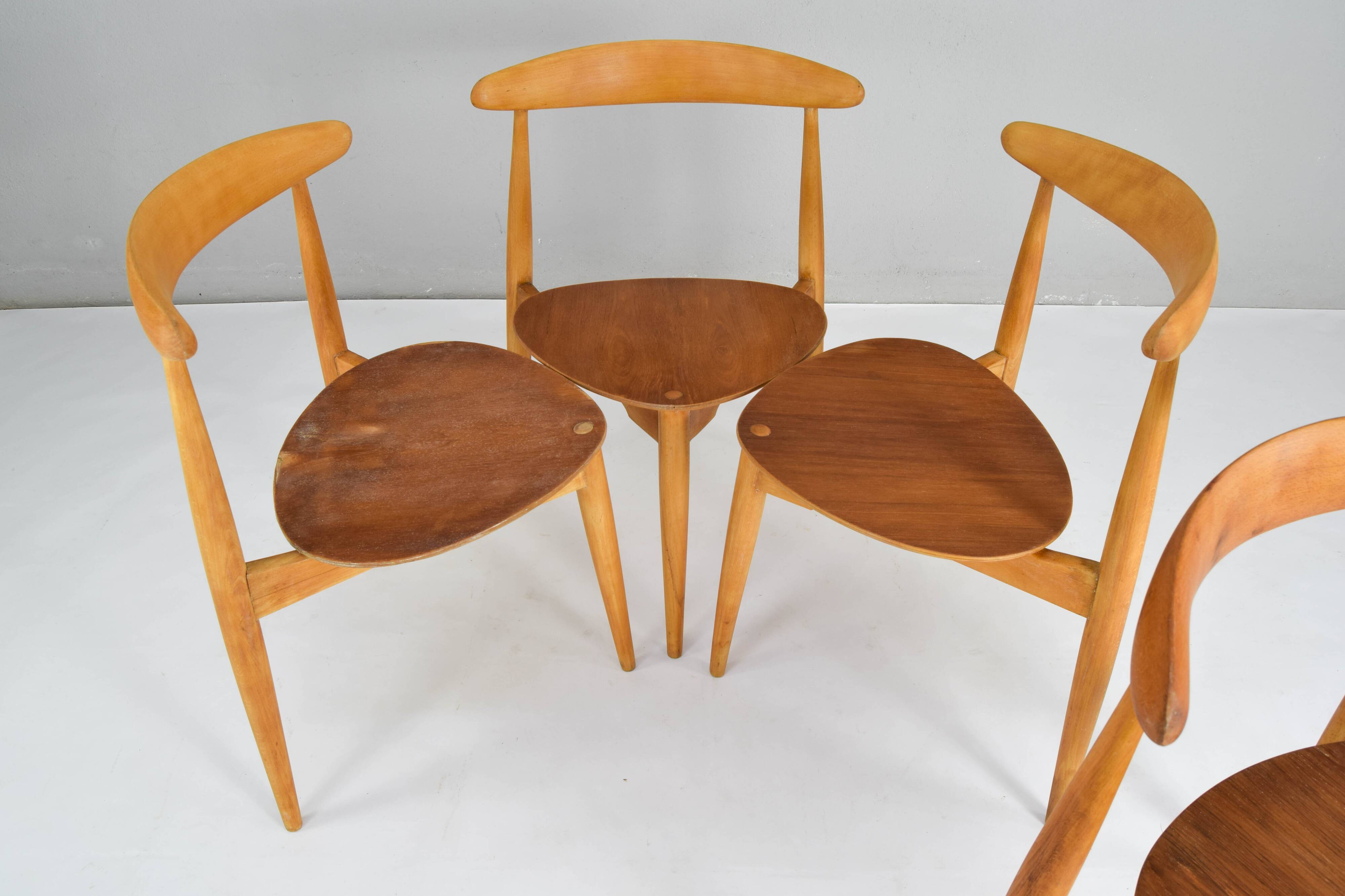 FH4103 Heart dining chairs by Hans Wegner for Fritz Hansen, Denmark 1950s