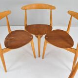 FH4103 Heart dining chairs by Hans Wegner for Fritz Hansen, Denmark 1950s