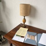 Lampe de table ananas céramique et laiton 1950