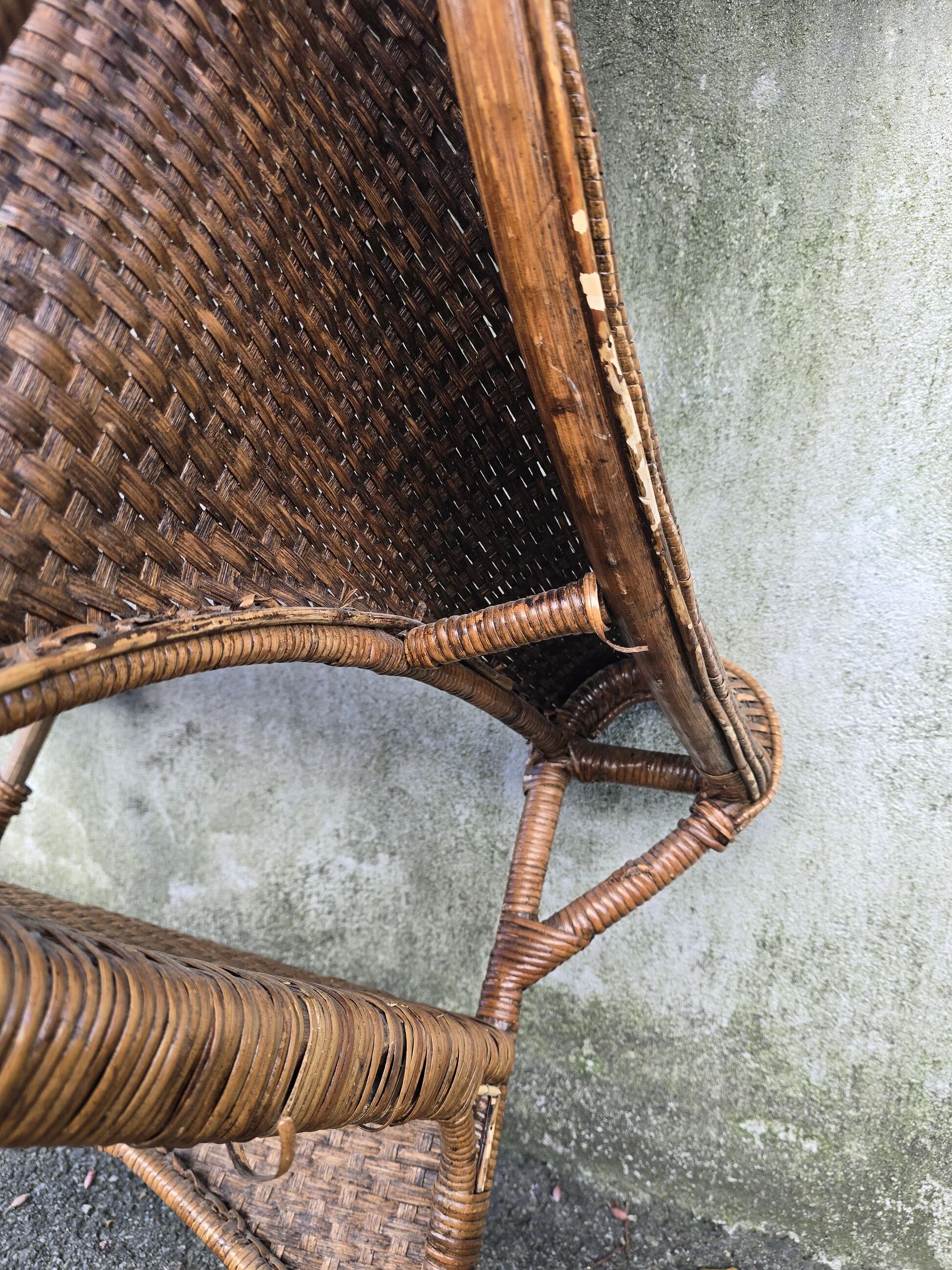 Arts & Crafts armchair in wicker and rattan attributed to Dryad & Co, UK, circa 1920.