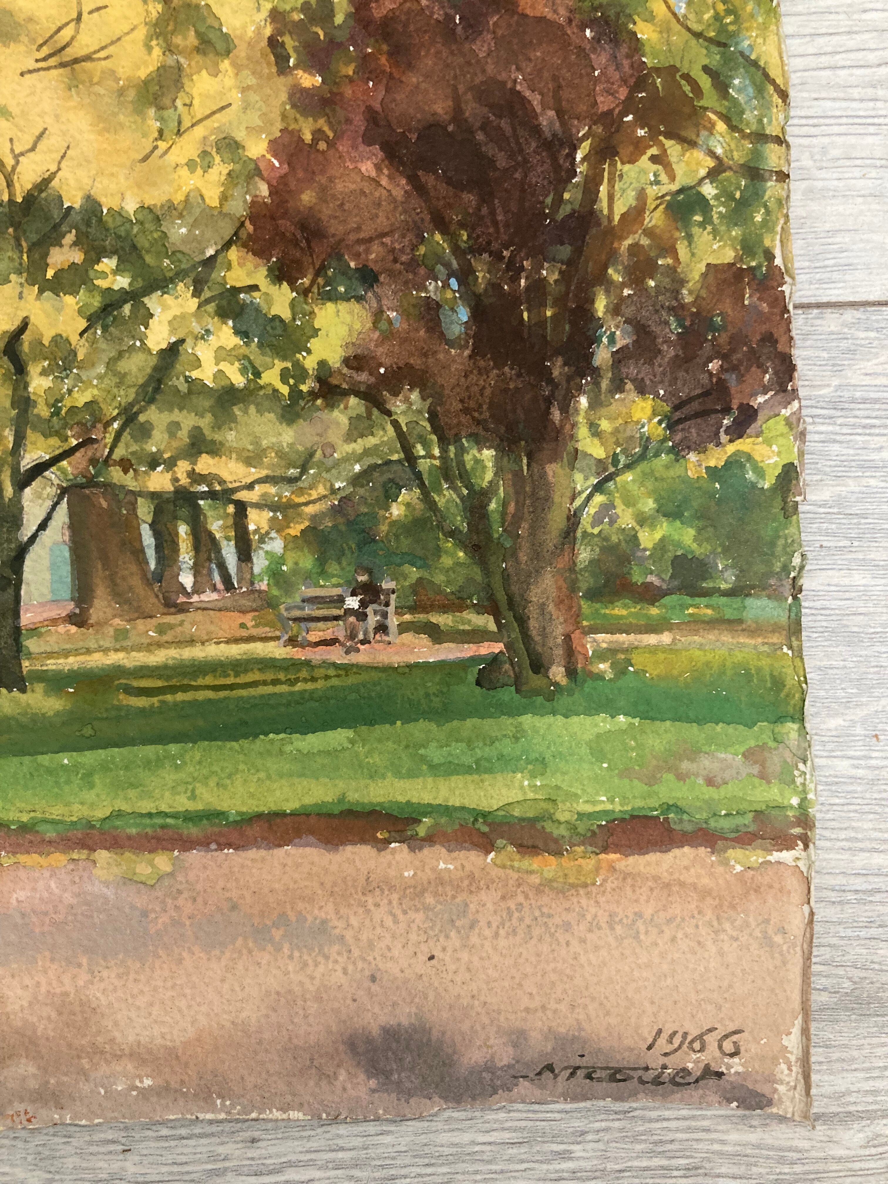 Vintage landscape watercolor