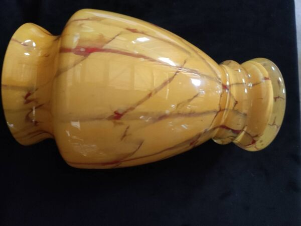 Vase larochère marbré jaune et rouge