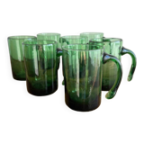 7 mugs en verre soufflé