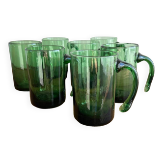 7 blown glass mugs