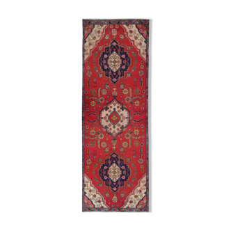 Traditional vintage red runner rug handwoven long oriental wool carpet runner -85x240cm